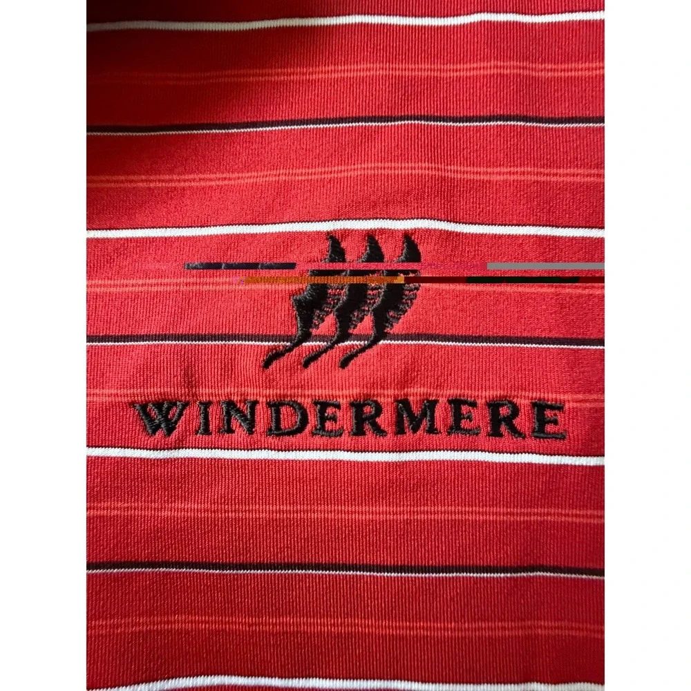 Nike Golf Dri-FIT Long Sleeve Polo Shirt Red Striped Embroidered Logo Large JBHS